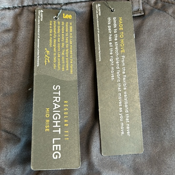 NWT Lee Flex Motion Reg Fit Straight Leg Mid Rise Black Dress Pants. Size 14S - Picture 6 of 16